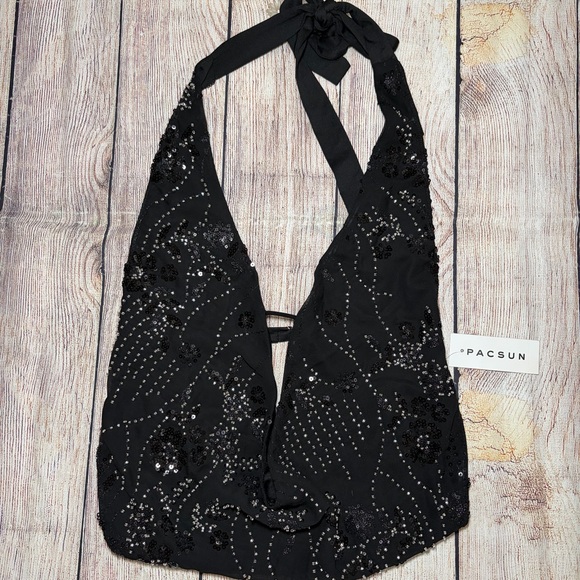 Edikted Beaded Chiffon Backless Top - Picture 5 of 9